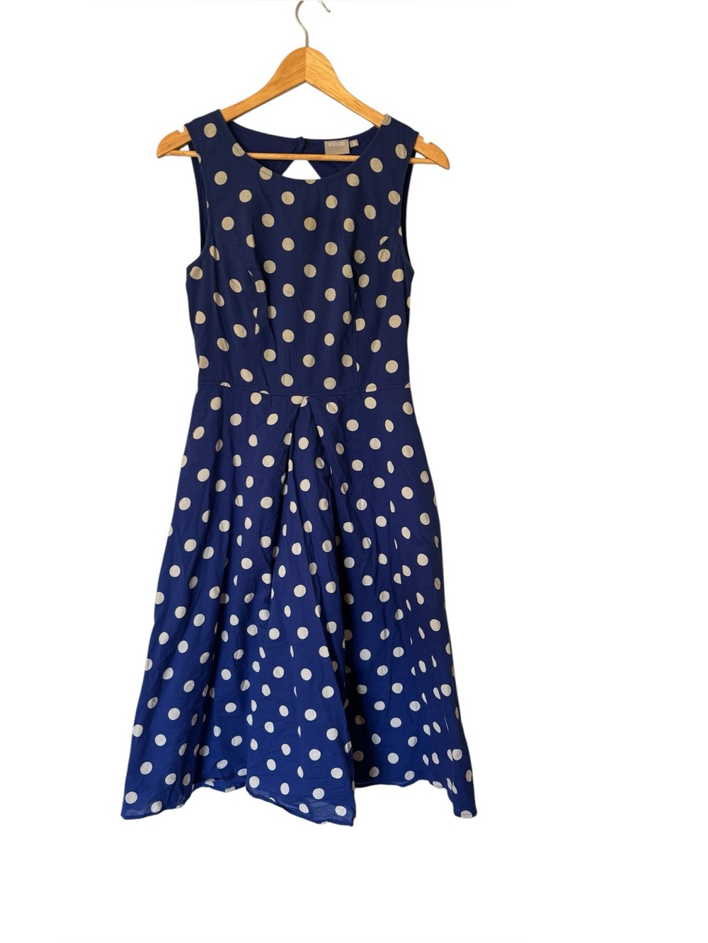 Eshakti Blue & White Polka Dot Dress pockets cotton Medium